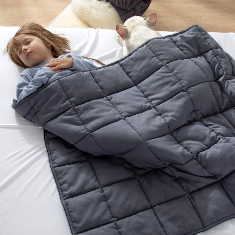 Photo 1 of Bedsure Kids Weighted Blanket 15lb 60x80 inch ,100% Cotton ,Machine Washable
Color: Light Grey