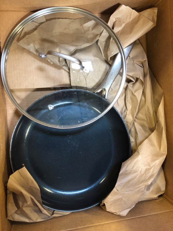 Photo 2 of Blue Diamond Cookware Diamond Infused Ceramic Nonstick 12" Frying Pan Skillet with Lid, PFAS-Free, Dishwasher Safe, Oven Safe, Blue
