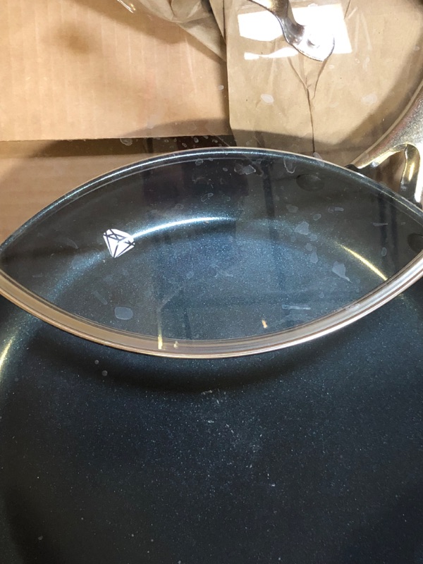 Photo 1 of Blue Diamond Cookware Diamond Infused Ceramic Nonstick 12" Frying Pan Skillet with Lid, PFAS-Free, Dishwasher Safe, Oven Safe, Blue
