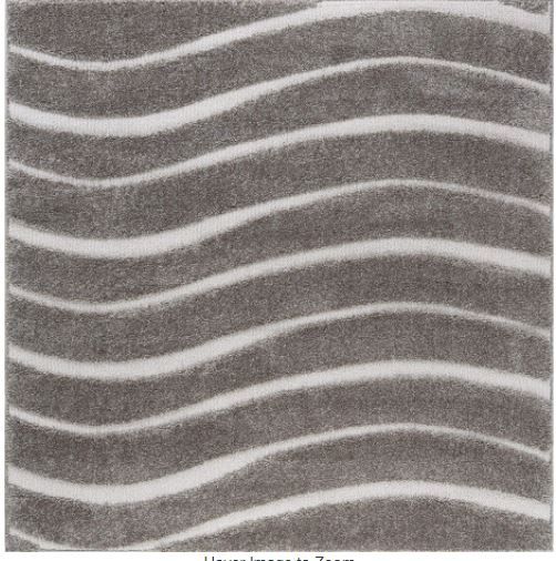 Photo 1 of Berkshire Shag Stripe Gray 5FT 3IN. Square Indoor Area Rug
