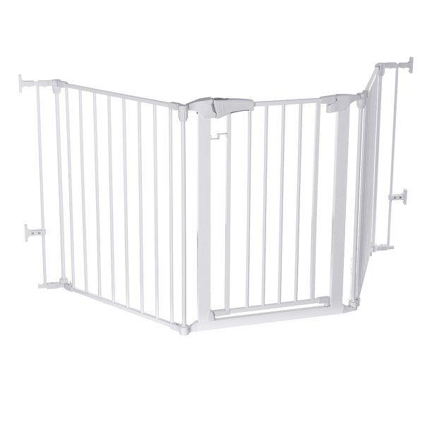 Photo 1 of 33"-80" Extra Wide 30" Tall Adjustable Auto Close Metal Pressure Open Area Baby Gate with Swing Door For Doorway Stairs, Long Large, White