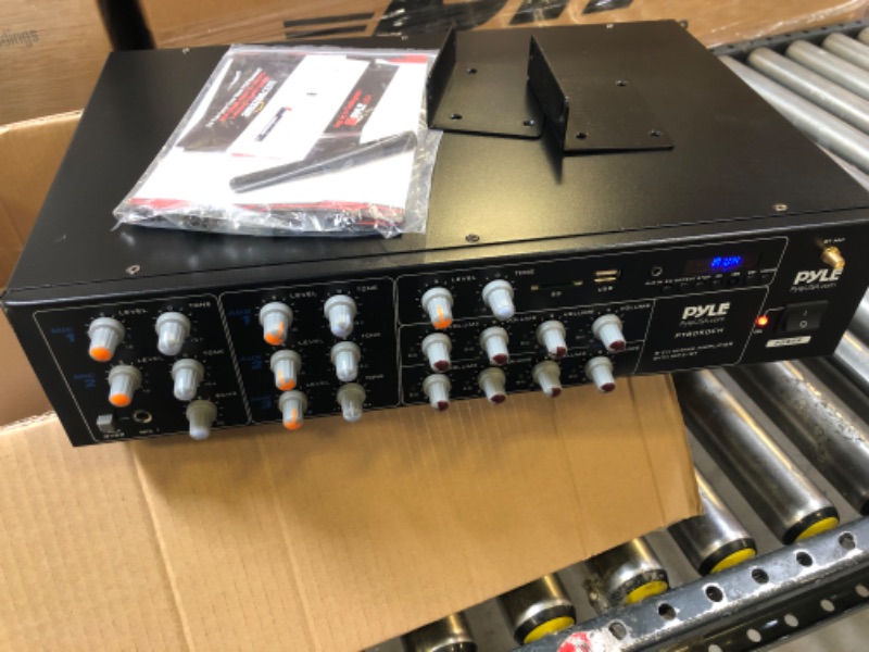 Photo 3 of 8-Channel Wireless Bluetooth Power Amplifier - 4000W Rack Mount Multi Zone Sound Mixer Audio Home Stereo Receiver Box System w/ RCA, USB, AUX - For Speaker, PA, Theater, Studio/Stage - Pyle PT8050CH
