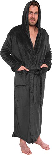 Photo 1 of Ross Michaels Mens Hooded Long Robe - Full Length Big & Tall Bathrobe. COLOR GRAY. SIZE 3XL

