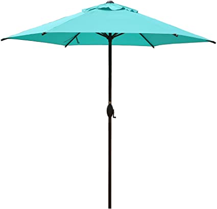Photo 1 of Abba Patio 9' Patio Umbrella Market Umbrella Outdoor Table Umbrella with Push Button Tilt & Crank for Patio, Turquoise
