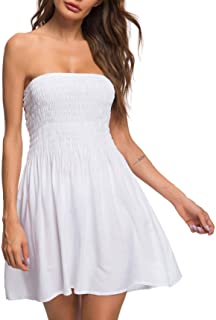 Photo 1 of Just Quella Women's Summer Cover Up Strapless Dresses Tube Top Beach Mini Dress 0-2
