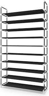 Photo 1 of Awenia 10 Tiers Shoe Rack Organizer 60 Pairs,Adjustable Shoes Shelf Tower Metal Tall for Closet with Spare Parts,DIY Assembly, Black
