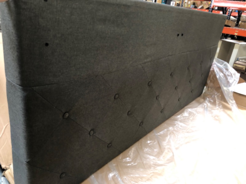 Photo 3 of ZINUS Shalini Upholstered Platform Bed Frame / Mattress Foundation / Wood Slat Support / No Box Spring Needed / Easy Assembly, Dark Grey, King
