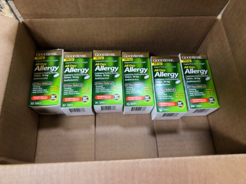 Photo 3 of 6 BOXES GoodSense All Day Allergy, Cetirizine Hydrochloride Tablets, 10 mg, Antihistamine, 365 Count  EXP AUG 2022
