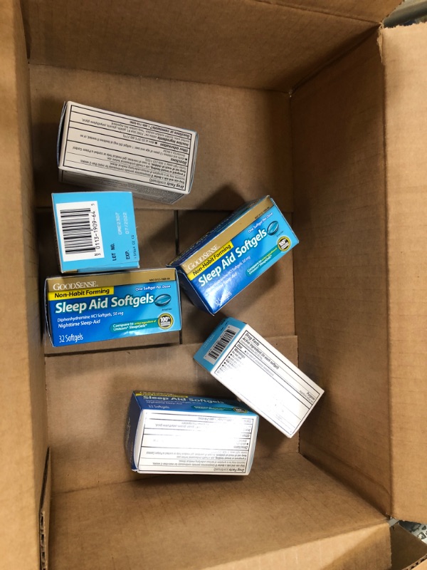 Photo 1 of 6 BOXES GoodSense Nighttime Sleep-Aid Softgels, Diphenhydramine HCl 50 mg, Relieves Occasional Sleeplessness, 32 Count  EXP JULY 2022