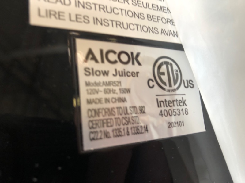 Photo 3 of Aicok Slow Masticating Juicer Extractor Machine Easy to Clean, AMR521
