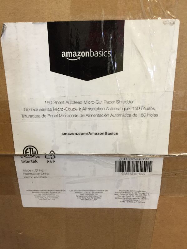 Photo 2 of Amazon Basics 150-Sheet Autofeed Micro-Cut Paper Shredder (B07NXJT6NN)