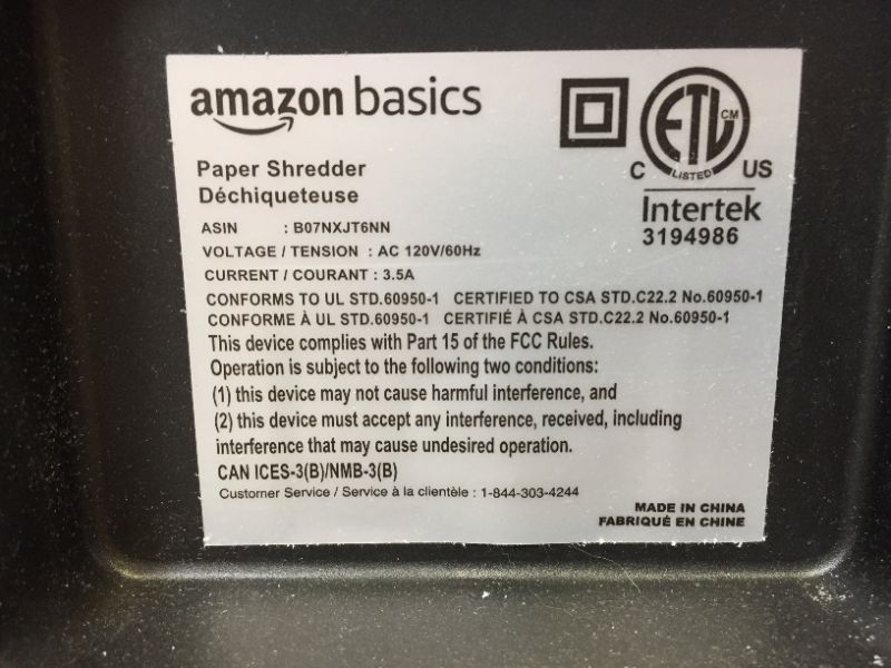 Photo 7 of Amazon Basics 150-Sheet Autofeed Micro-Cut Paper Shredder (B07NXJT6NN)