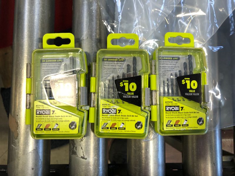 Photo 2 of 3 PK RYOBI Black Oxide Round Shank Drill Bit Set (7-Piece)