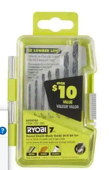 Photo 1 of 3 PK RYOBI Black Oxide Round Shank Drill Bit Set (7-Piece)