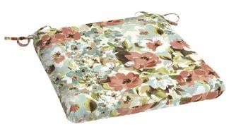 Photo 1 of 5 PK Hampton Bay Russet Floral Square Outdoor Seat Cushion