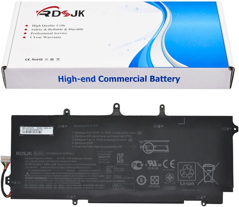 Photo 1 of BL06XL Battery Compatible HP EliteBook Folio 1040 G0 G1 G2 HSTNN-DB5D HSTNN-IB5D HSTNN-W02C 722236-2C1 722236-171 722236-271 722236-1C1 722297-001 722297-005 BL06042XL 11.1V 42Wh
