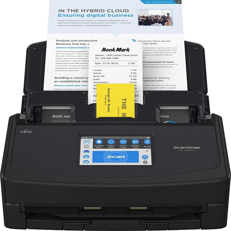 Photo 1 of Fujitsu ScanSnap iX1600 Versatile Cloud Enabled Document Scanner for Mac or PC, Black