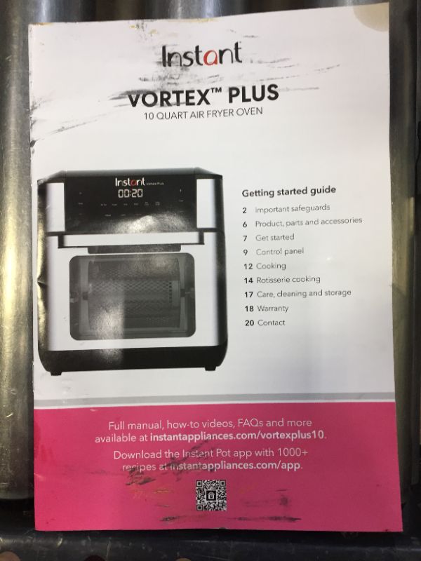 Photo 6 of Instant Vortex Plus 10 Quart Air Fryer, Rotisserie and Convection Oven, Air Fry, Roast, Bake, Dehydrate and Warm, 1500W, Stainless Steel and Black
