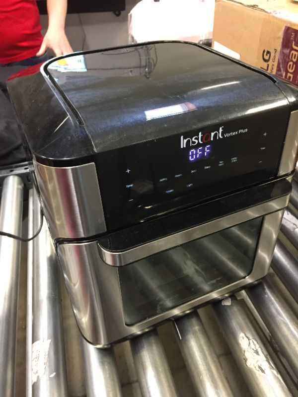 Photo 2 of Instant Vortex Plus 10 Quart Air Fryer, Rotisserie and Convection Oven, Air Fry, Roast, Bake, Dehydrate and Warm, 1500W, Stainless Steel and Black
