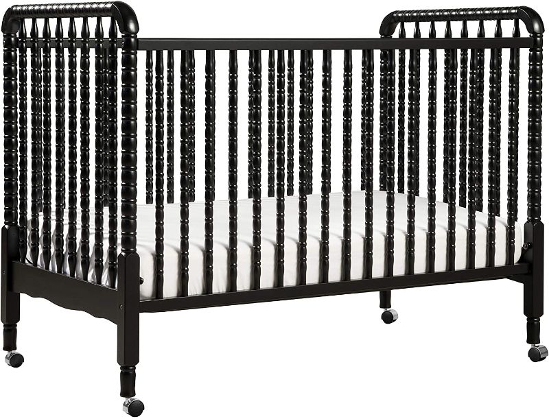 Photo 1 of DaVinci Jenny Lind 3-in-1 Convertible Crib in Ebony, Removable Wheels, Greenguard Gold Certified
