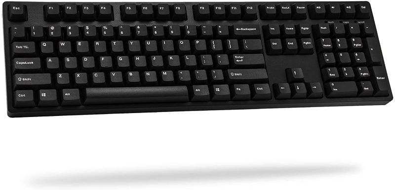 Photo 1 of iKBC CD108 V2 Ergonomic Mechanical Keyboard with Cherry MX Black Switch for Windows and Mac, Full Size Keyboard Upgraded with Mistel PBT Double Shot Keycaps for Desktop and Laptop, Solid Build Quality
