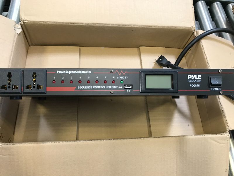 Photo 3 of 10 Outlet Power Sequencer Conditioner - 13 Amp 2000W Rack Mount Pro Audio Digital Power Supply Controller Regulator w/Voltage Readout, Surge Protector, for Home Theater Stage/Studio Use - Pyle PCO875
