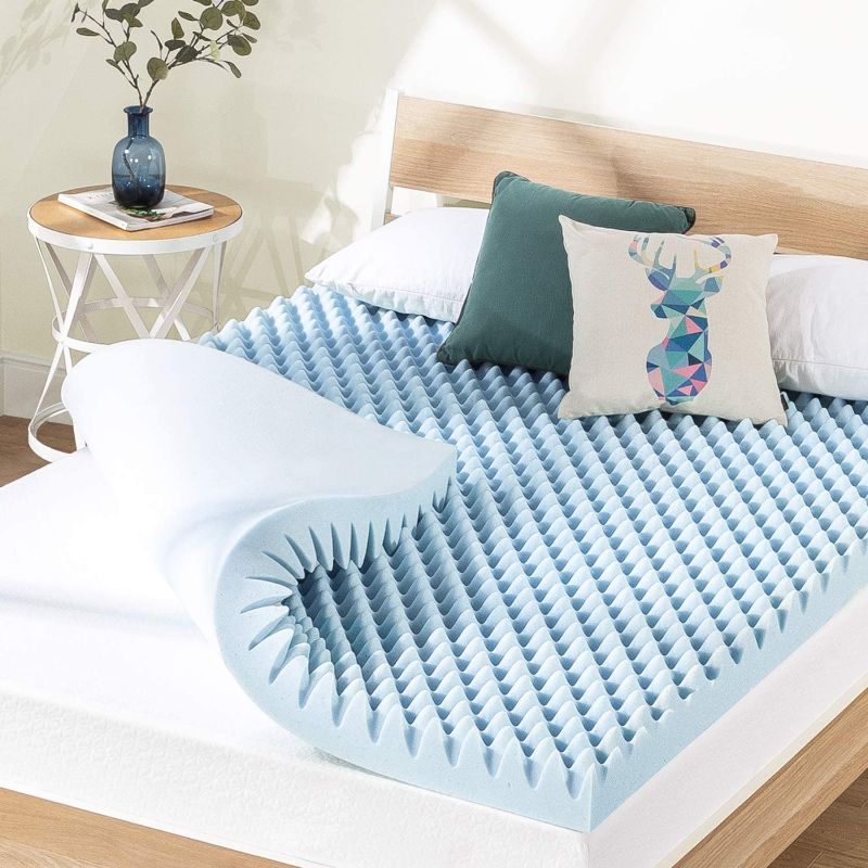 Photo 1 of Best Price Mattress 4 Inch Egg Crate Memory Foam Mattress Topper with Cooling Gel Infusion, CertiPUR-US Certified, Queen
