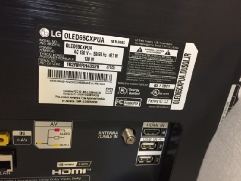 Photo 1 of LG OLED65CXPUA Alexa Built-in CX 65-inch 4K Smart OLED TV (2020 Model)
