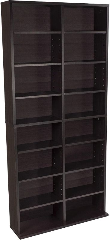 Photo 1 of Atlantic Oskar Adjustable Media Cabinet - Holds 464 CDs, 228 DVDs or 276 Blu-rays, 12 Adjustable and 4 fixed shelves PN38435719 in Espresso
