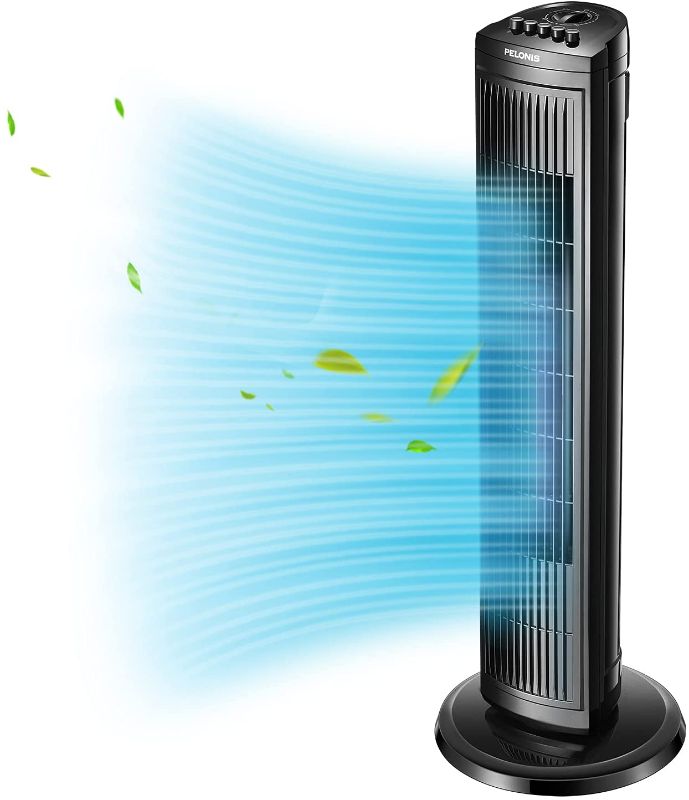 Photo 1 of PELONIS 30 Inch Oscillating Tower Fan with 3 Speed Settings and Auto-off Timer, Standing Fan PFT28A2BBB, Black
