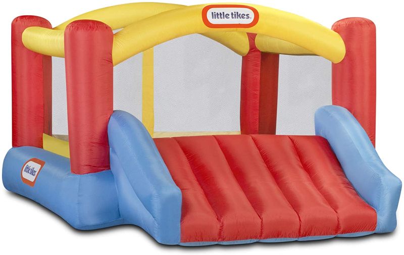 Photo 1 of Little Tikes Jump 'n Slide Bouncer - Inflatable Jumper Bounce House Plus Heavy Duty Blower With GFCI, Stakes, Repair Patches, And Storage Bag 106.2 Inch x 137.7 Inch x 65.7 Inch Ages 3-8 Years
