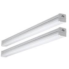 Photo 1 of 2 ft. 100-Watt Equivalent Integrated LED High Output White Strip Light Fixture 1800 Lumens 4000K Bright White 2pcs 2 pack 
