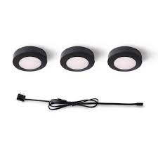 Photo 1 of Commercial Electric 3-Light LED Black Puck Light Kit
