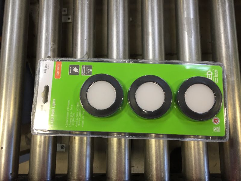 Photo 1 of Commercial Electric 3-Light LED Black Puck Light Kit
