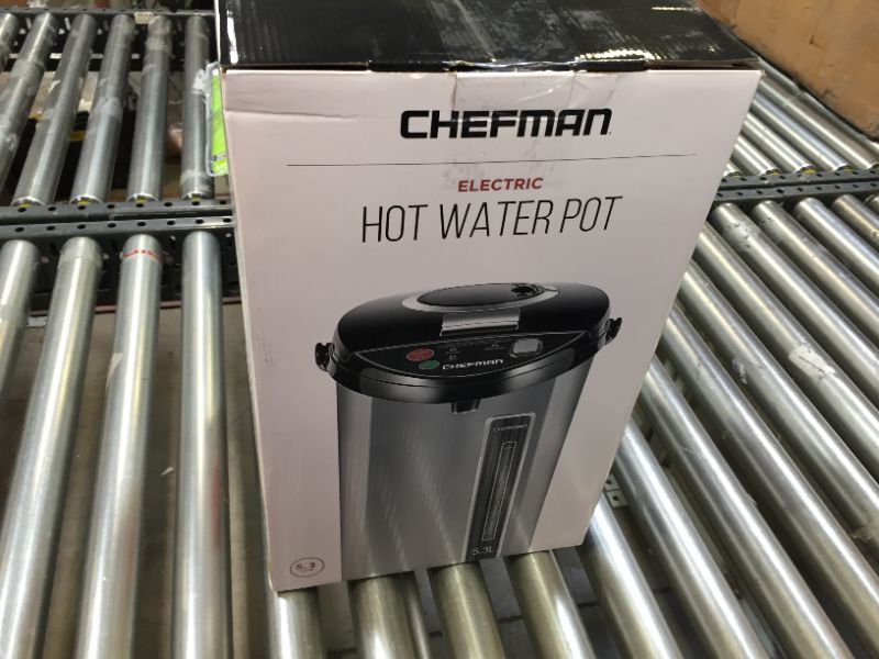 Photo 7 of Chefman Electric Hot Water Pot Urn w/ Auto & Manual Dispense Buttons, Safety Lock, Instant Heating for Coffee & Tea, Auto-Shutoff/Boil Dry Protection, Insulated Stainless Steel, 5.3L/5.6 Qt/30+ Cups
