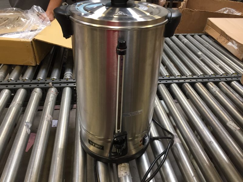 Photo 3 of SYBO 2021 Upgrade SR-CP100C Commercial Grade Stainless Steel Percolate Coffee Maker Hot Water Urn 110-Cup Capacity for Catering, 110-CUP 16 L, Metallic
