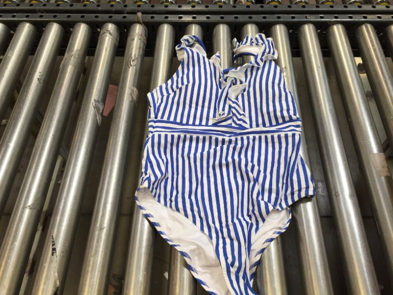 Photo 2 of Blue and White Stripe One-piece Bathing Suit size L

