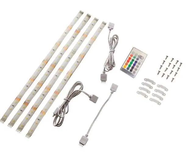 Photo 1 of 3x Commercial Electric 12 in. (30 cm) Linkable RGBW Indoor LED Flexible Tape Light Kit (4-Strip Pack)