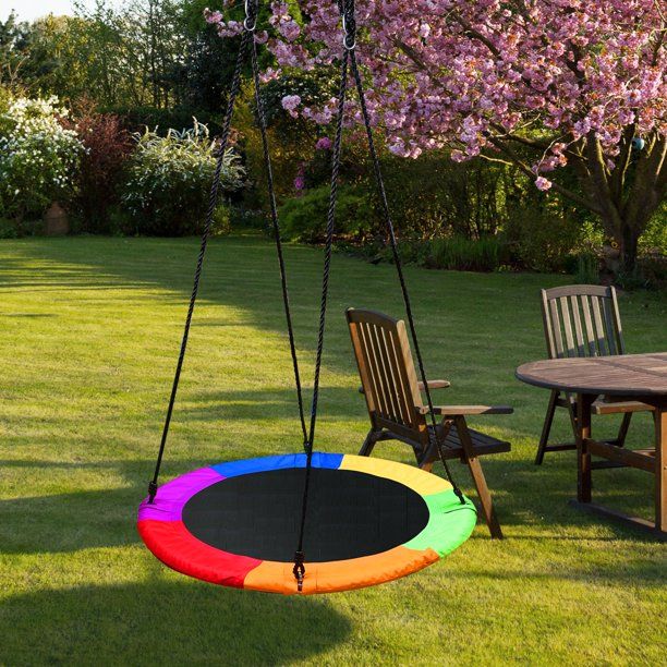 Photo 1 of Detachable Swing Sets for Kids Playground Platform Saucer Tree Swing Rope 1M 40 inches Diameter Rainbow Color
