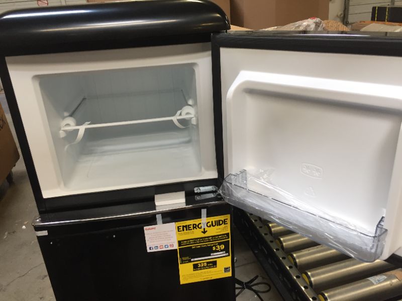 Photo 3 of Galanz GLR46TBKER Retro Compact Refrigerator, 4.6 Cu.Ft Mini Fridge with Dual Door, Adjustable Mechanical Thermostat with True Freezer, Black
