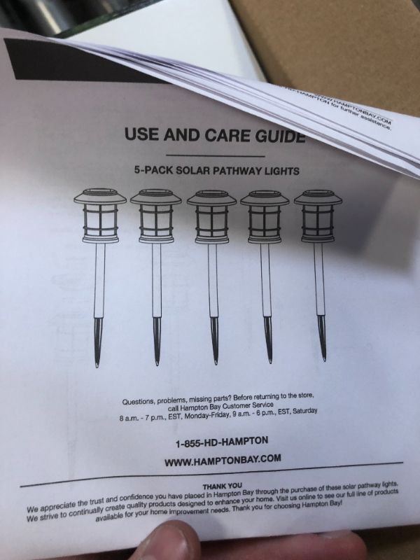 Photo 3 of --2 BOXES --- Hampton Bay Solar Zinc Outdoor Integrated LED Landscape Pathway Lights 5 Pack
