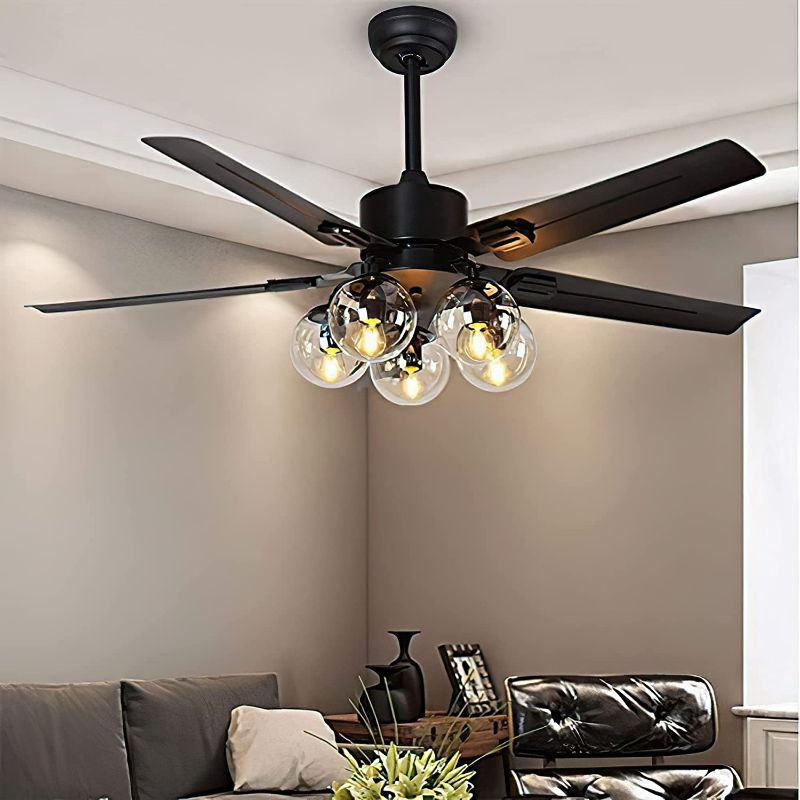 Photo 1 of Ceiling Fan with Lights Remote Control Black Ceiling Fan with Light and Remote 52 Inch Modern Ceiling Fan with Light Bedroom Ceiling Fan with Lights Remote Control for Living Room Kitchen
