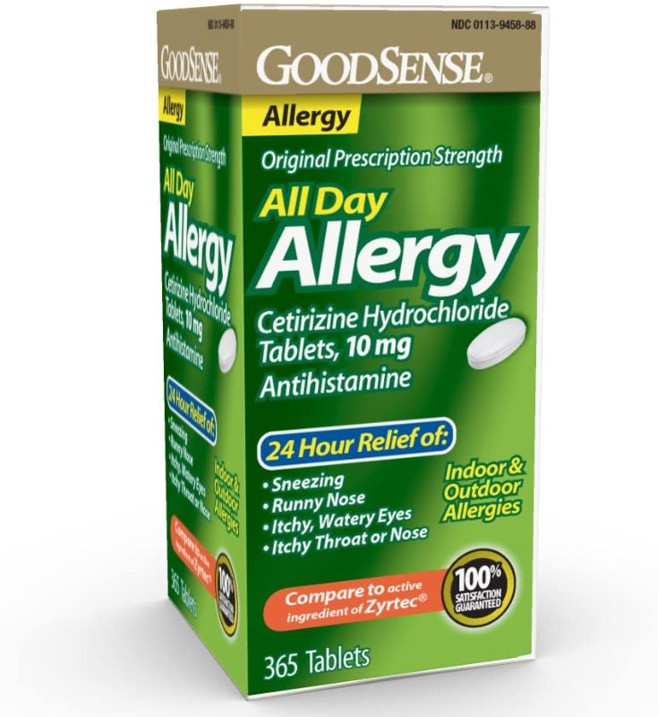 Photo 1 of GoodSense All Day Allergy, Cetirizine Hydrochloride Tablets, 10 mg, Antihistamine, 365 Count
exp 07/2022 (factory sealed)