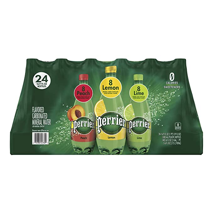 Photo 1 of 
Perrier Flavored Carbonated Mineral Water Plastic Bottles, Peach, lime, lemon 16.9 Fl Oz (Pack of 24)
