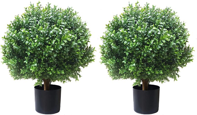 Photo 1 of 2'T 18''D Artificial Trees for Outdoors Set of 2 Potted Bushes Home Decor Artificial Topiariy Trees for Front Porch---ITEM IS DIRTY---
