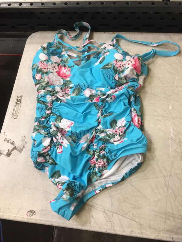 Photo 2 of Blue Floral Plus Size One Piece Swimsuit---SIZE 0X---
