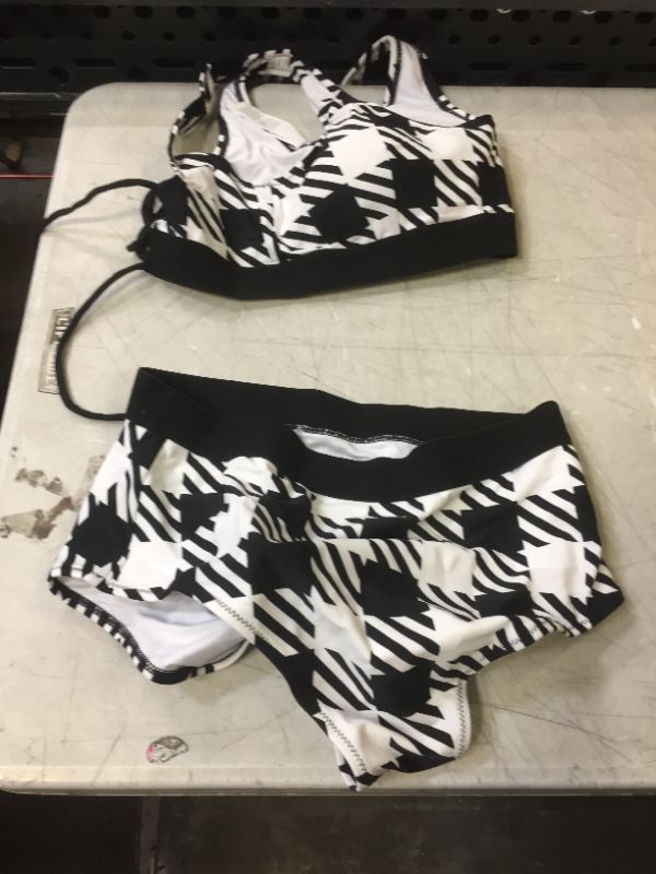 Photo 1 of Black And White Plaid High Waisted Bikini---LARGE---
