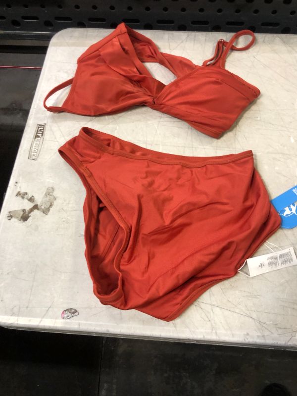Photo 1 of CUPSHE Marsala Twist High Waisted Bikini---LARGE---ITEM IS DIRTY---
