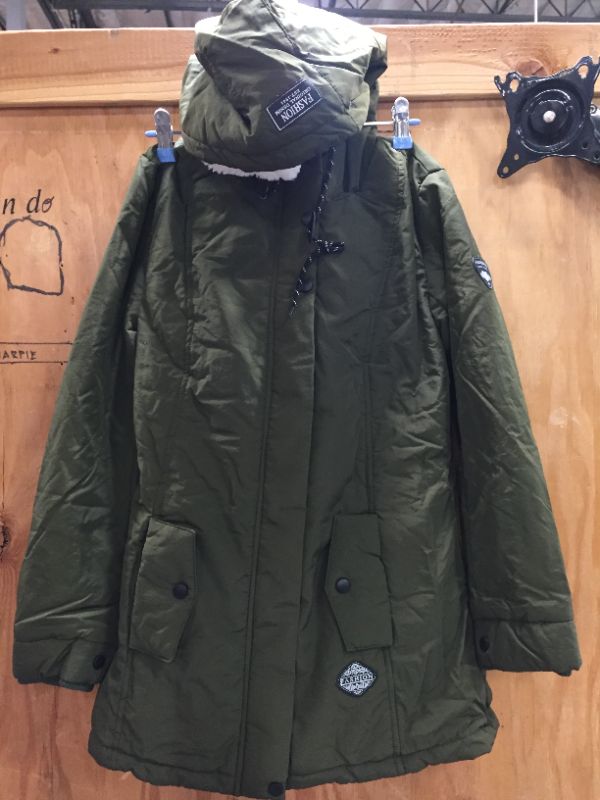 Photo 1 of Youth Fashion Waterproof Warm Hooded Winter Coat Thickend Fleece Lined Cotton Coat ---XL---GREEN---