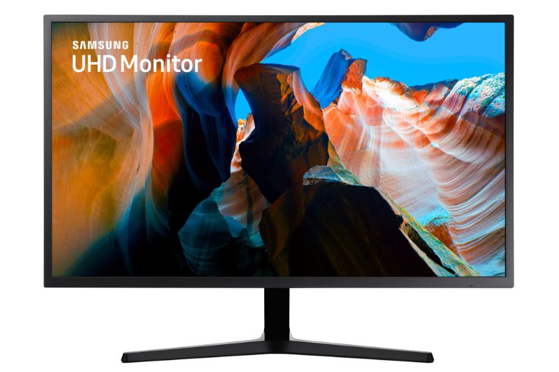 Photo 1 of Samsung - UJ59 Series U32J590UQN 32" LED 4K UHD FreeSync Monitor (DisplayPort, HDMI) - Dark Gray/Blue---SELLING AS PARTS ONLY----SCREEN KEEPS FLICKERING---SELLING AS PART---MISSING POWER CORD---
